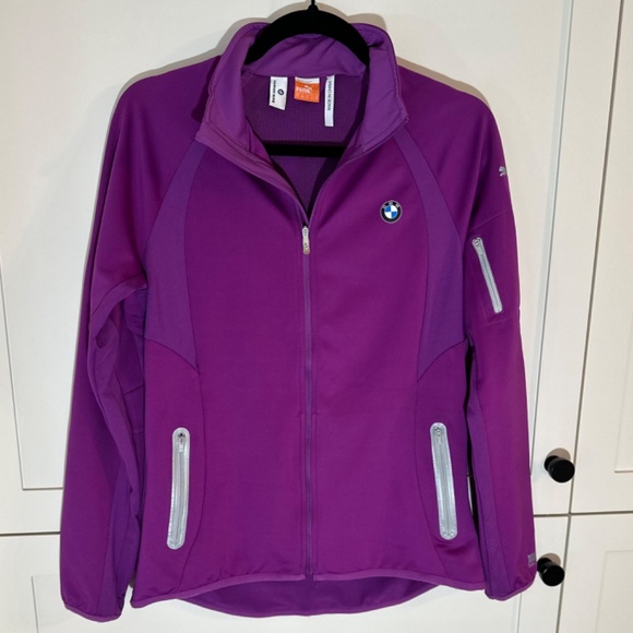 Puma BMW Athletics Windstopper Soft Shell Jacket Golf Violet; Women's Medium (8) - Picture 3 of 6